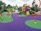 Children's playground with bright play complexes. Shroud for children in the park. lots of entertainment for