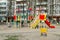 Children\'s playground in courtyard of apartment building, Gomel,