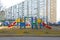 Children`s playground in the courtyard of the apartment building. Russia. Siberia. Autumn