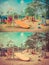 Children\'s playground leftover in vintage color set