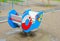 Children`s playground after rain in the usual courtyard of an apartment building. provincial town. summer. Russia