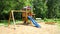 A children`s playground, a slider located