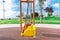 Children`s playground swings