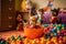 Children\\\'s playroom with toys. Selective focus. Toy Ai Generative