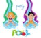 Children\'s Pool Party on background.