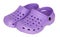 Children`s purple rubber sandals flip-flops,  slippers isolated on the white background.