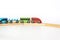 Children`s railway made of wood on a white background