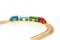 Children`s railway made of wood on a white background