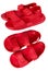 Children`s red rubber sandals  with Velcro isolated on the white background with clipping path.