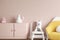 Children\\\'s Room Wall Mockup: Cream Background for Creative Play.