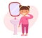Children\\\'s daily routine vector illustration. Cute cheerful girl brushing teeth. Ideal for children\\\'s iteams