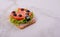 Children`s sandwich in the form of a ladybug. Children`s table setting. Children`s menu