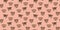 Children`s seamless pattern of cute cartoon spider monkeys, okapi, and South American noses heads on a pink background.