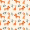 Children`s seamless pattern with dog, hare and bird. Fun geometric background for fabric, Wallpaper and other surfaces