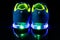 Children`s sneaker shoes with led light illumination