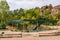 Children`s sports playground under a canopy in the open air in the summer.