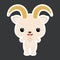 Children`s sticker of cute little goat. Domestic animal. Flat vector stock illustration
