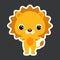 Children`s sticker of cute little lion. African animal. Flat vector stock illustration