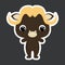 Children`s sticker of cute little musk ox. Wild animal. Flat vector stock illustration