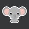 Children`s sticker of cute little sitting elephant. African animal. Flat vector stock illustration
