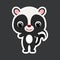 Children`s sticker of cute little skunk. Forest animal. Flat vector stock illustration