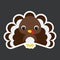 Children`s sticker of cute little turkey. Domestic animal. Flat vector stock illustration