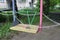 Children`s swings are locked with a chain it is forbidden to swing