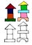 Children`s towers from cubes isolated on a white background doodles