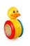 children`s toy duck tumbler rolling, isolated