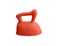 Children`s toy in the form of a red plastic iron.