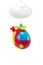 Children`s toy hanging helicopter multicolored with cloud isolated
