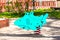 Children`s toy shark, blue color, on the playground for children