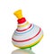 Children`s toy top isolated on a white background, color beautiful bundle, mobile toy for little kids, spinning top, gyroscope, d