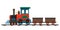 Children`s toy vintage train locomotive. retro transport. flat vector illustration