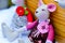 Children`s toys made in the style of primitivism of soft materials