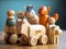 Children\\\'s toys made of wood. Built based on animal character, belief or vehicle.