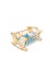 Children`s white cot rocking chair with handrails, blue blanket and pillow, top view. Isolated  illustration on white background