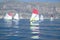 Children in sailing school in port at Saint Jean Cap Ferrat, French Riviera, France