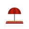 Children sandbox with red umbrella icon