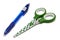 Children school scissors and pen