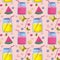 Children Seamless Pattern with Lemonade