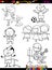 Children set cartoon coloring page