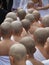 Children shaved head for buddhist novice