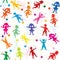 Children silhouette playing pattern