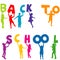 Children silhouettes holding letters with BACK TO SCHOOL