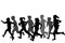 Children silhouettes running