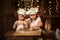 Children sisters cook with a rolling pin to stretch concept of