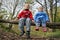 Children sit in park