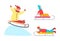 Children Sledding Down Snowy Ice Slopes Vector