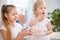 Children snack on the cake at home